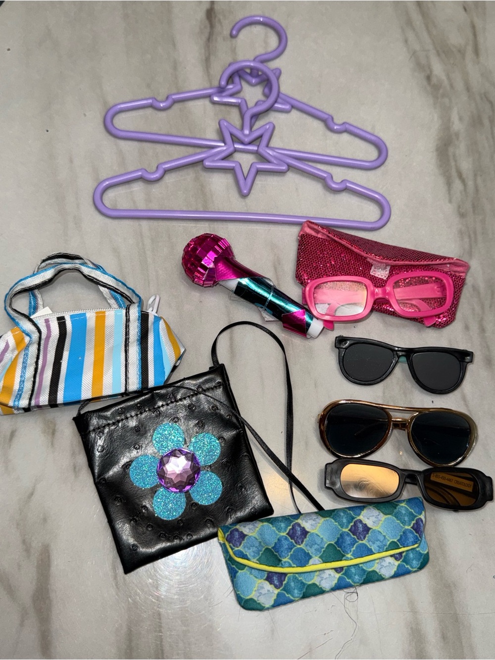 18” doll our generation accessories sunglasses purses hangers microphone